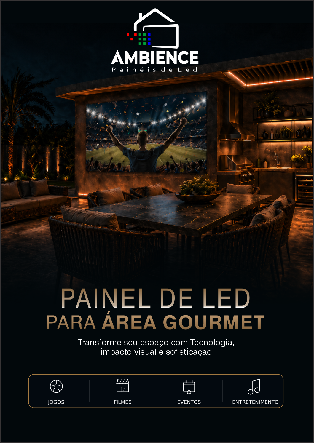 Folder do painel de LED Ambience para área gourmet 2,50m x 1,50m