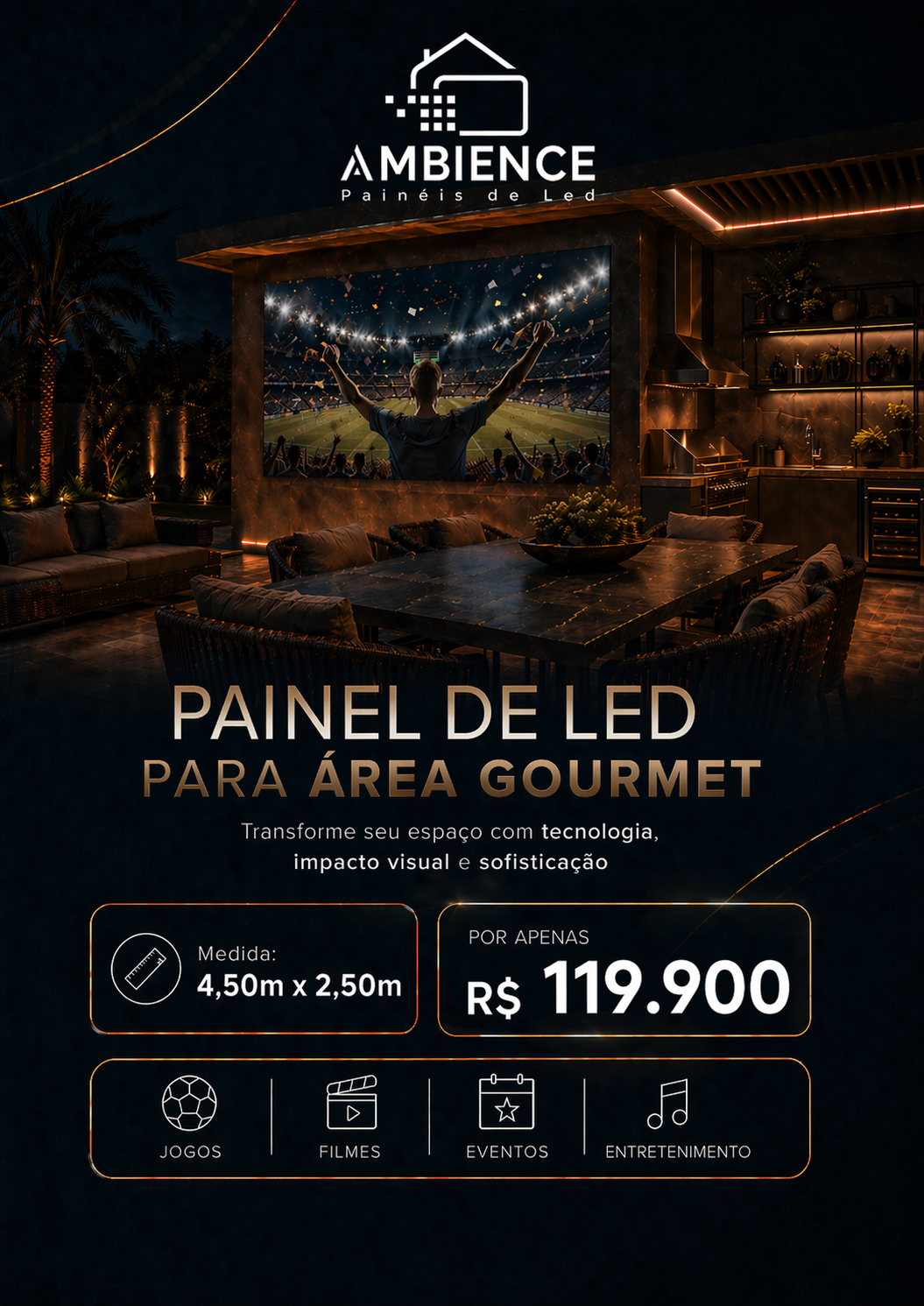 Folder painel LED 4,50m x 2,50m por R$ 119.900